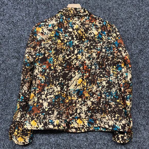 C&B Abstract Floral Print Rustic Boho Jacket Shacket Medium Jewel Tones Brown - Picture 6 of 6